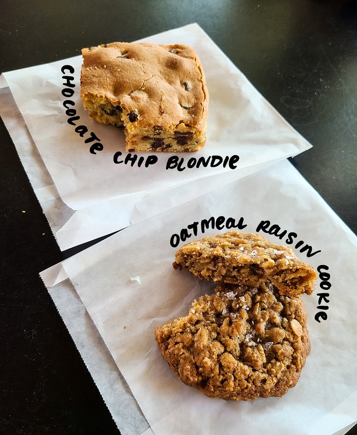 Not Just Coffee baked goods oatmeal cookie and pumpkin bread