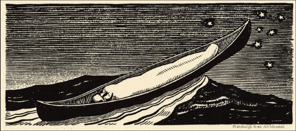 Rockwell Kent, Queequeg in His Coffin, 1930