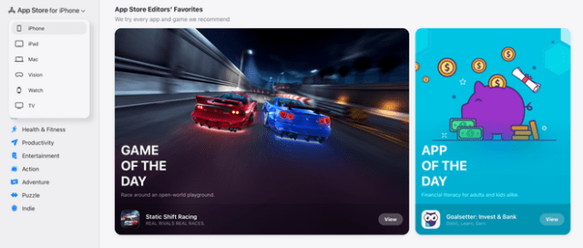 Apple's new web-based App Store