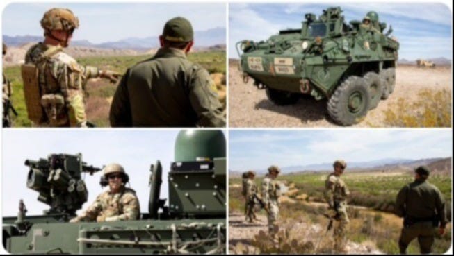 US Northern Command assigned US Army Stryker Crews to remote areas of the US Southern Border with Mexico in March, 2025.