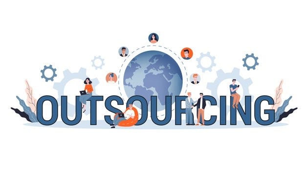 Outsourcing concept illustration. idea of teamwork and investment.