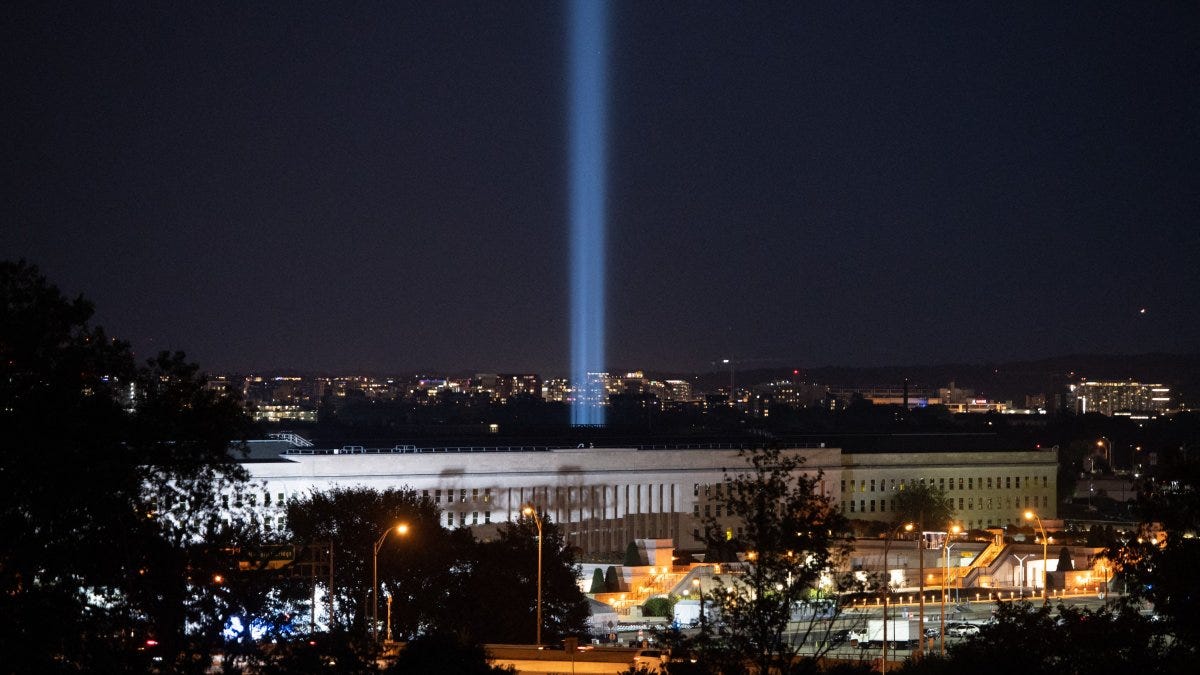 Tower of Light Shines Above Pentagon to Mark 20 Years Since 9/11