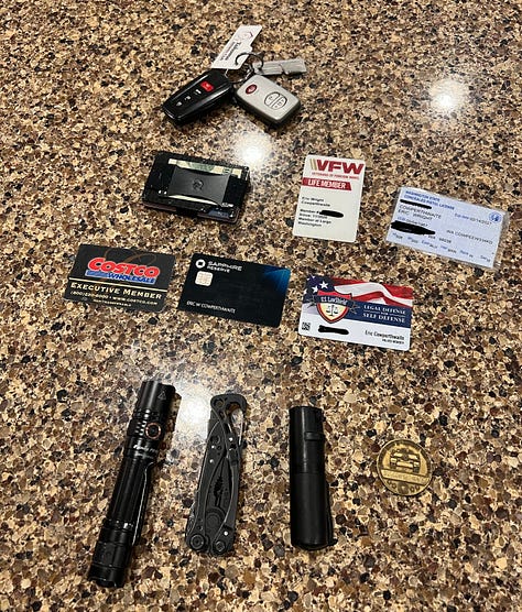 The author's concealed carry gear. 