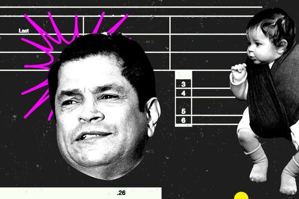 A collaged photo illustration showing Rep. Jimmy Gomez’s face and a baby in a baby carrier on a dark background with various graphic elements.
