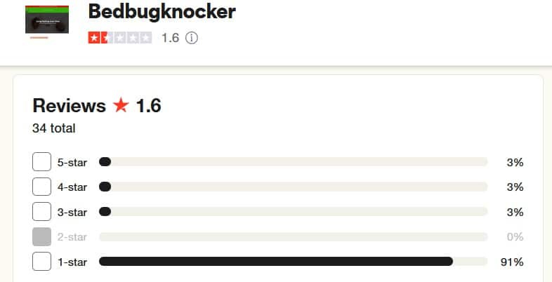 Trustpilot review of bed bug knocker Trustpilot review of bed bug knocker