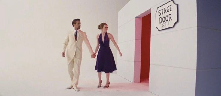 red dress la la land Why costume design is vital in story telling- La La Land