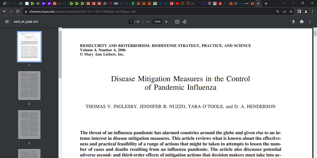 Dr. Donald Henderson, eradicator of smallpox (Inglesby, Nuzzo, O'Toole) wrote this key paragraph in 2006 publication below: "There are no historical observations or scientific studies that support the