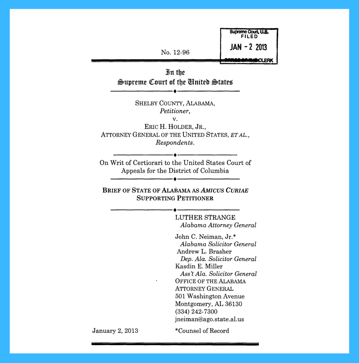 Alabama brief in Shelby County Alabama brief in Shelby County