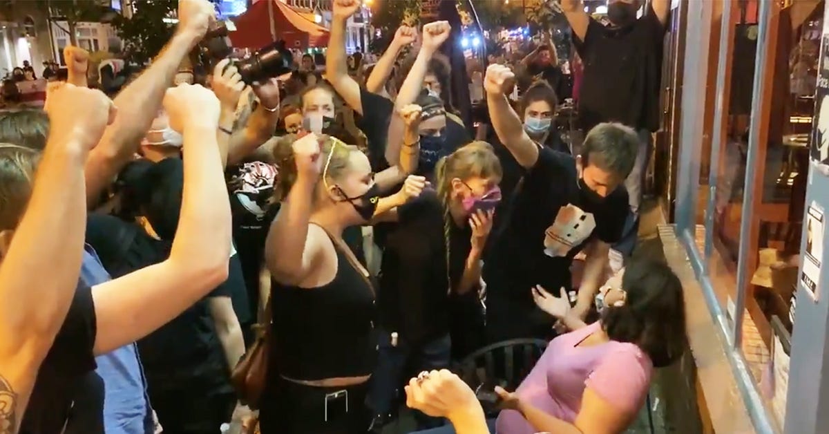 Image result from https://policetribune.com/black-lives-matter-protesters-intimidate-diners-who-refuse-to-raise-fist/