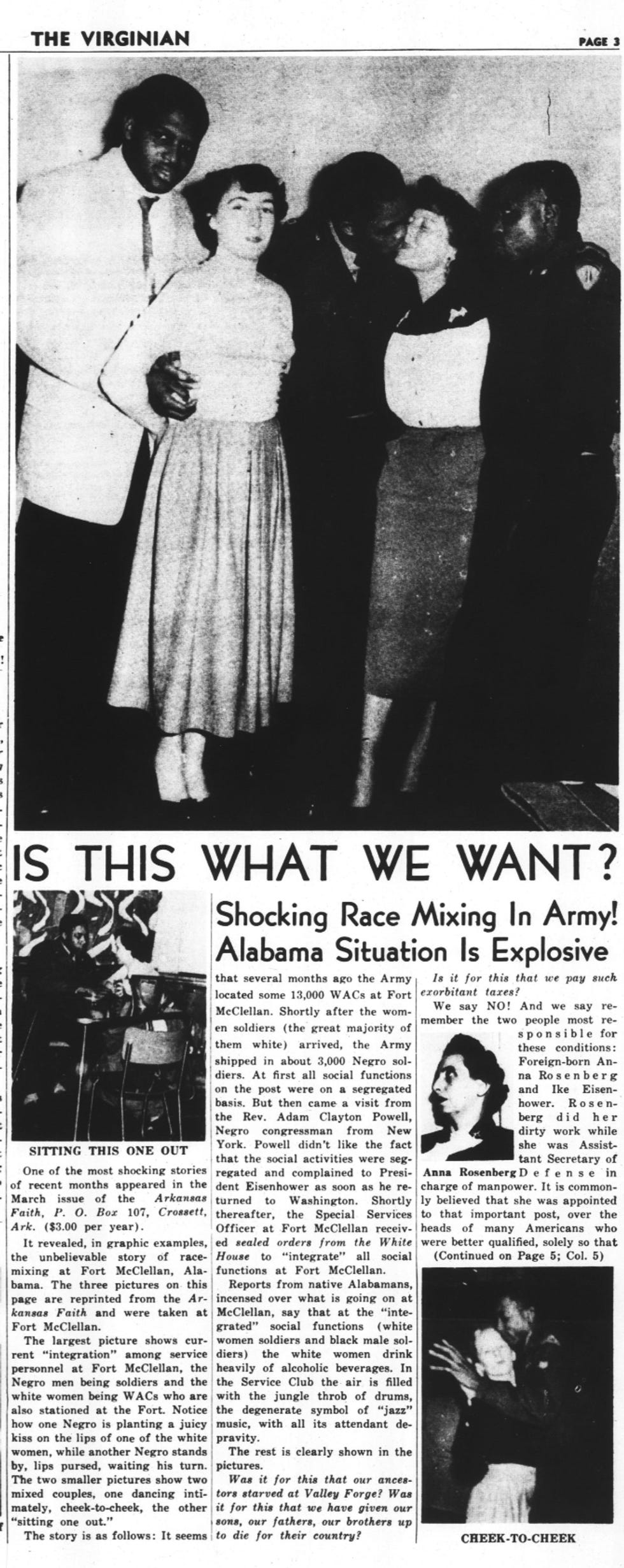 The Virginian headline: "Is this what we want? Shocking race mixing in Army!' The Virginian headline: "Is this what we want? Shocking race mixing in Army!'