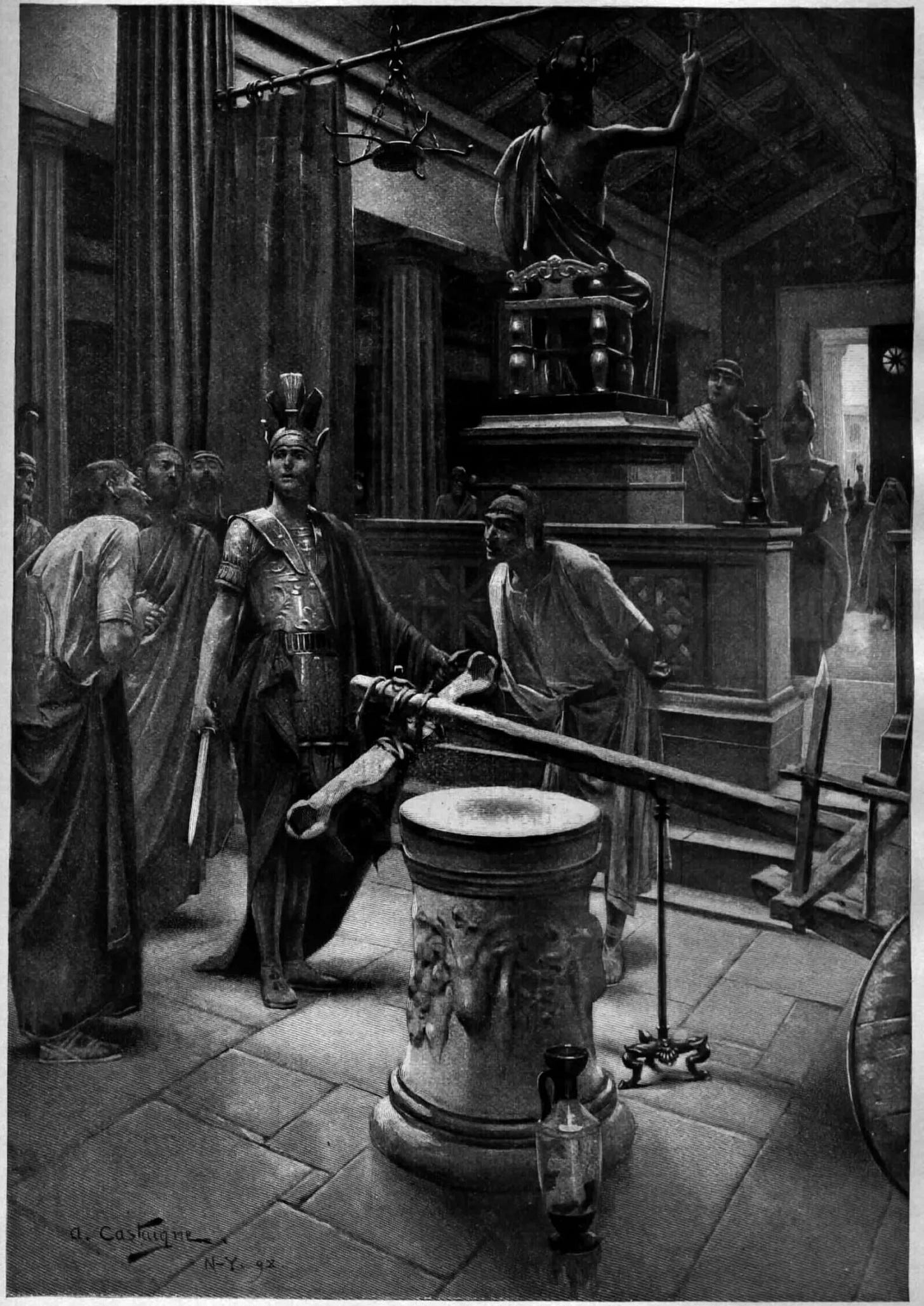 Alexander cutting the Gordian knot, by André Castaigne (1898–1899). Modified from the original. Image via Wikimedia Commons (Public Domain) Alexander cutting the Gordian knot, by André Castaigne (1898–1899). Modified from the original. Image via Wikimedia Commons (Public Domain)