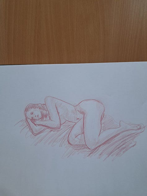 life drawing of nude model in cardiff