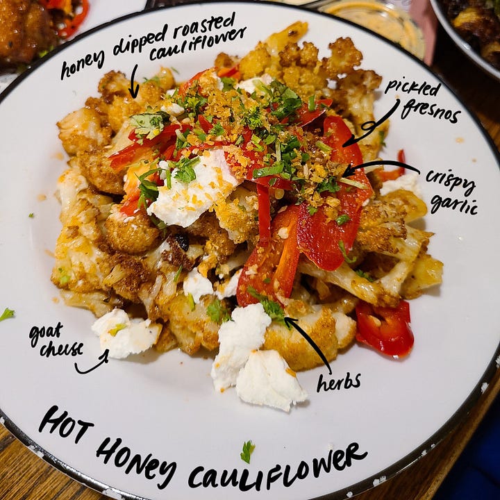 Honeymoon Chicken Chicken By the Piece and Hot Honey Cauliflower