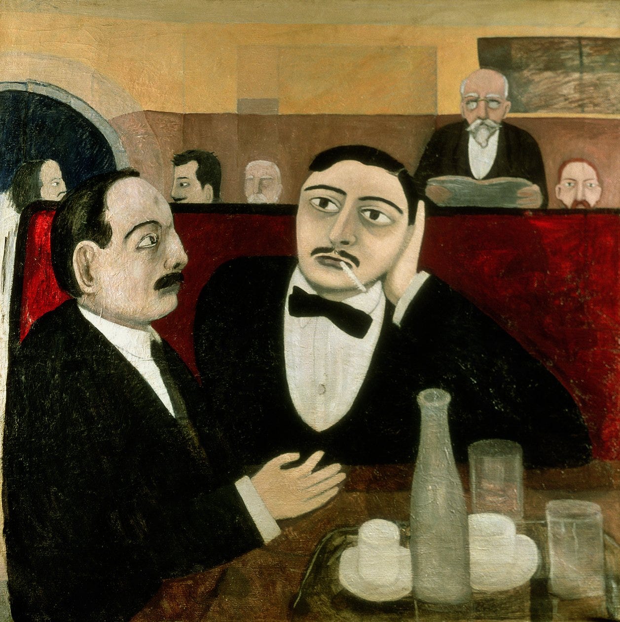 Gli intellettuali al Café Rotonde, 1916 | Tullio Garbari