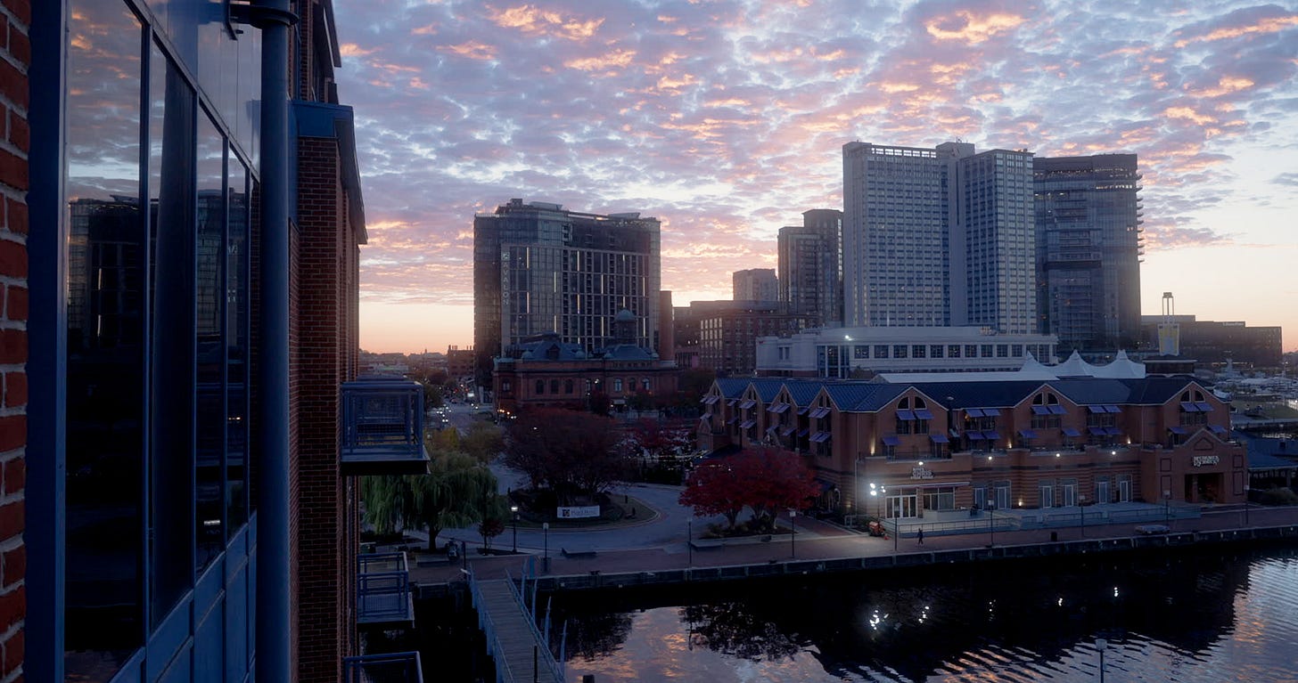 sunrise over baltimore from a balcony sunrise over baltimore from a balcony