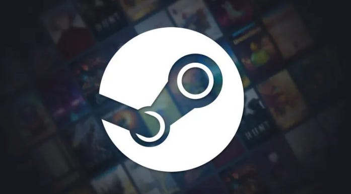 Steam platform logo—white icon on dark background Steam platform logo—white icon on dark background