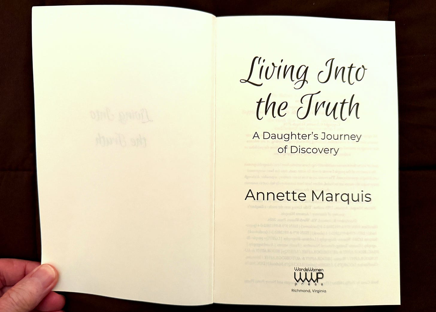 The title page of "Living Into the Truth"