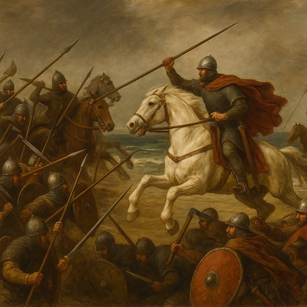 The battle of Noirmoutier, 835; by Dall-E. The battle of Noirmoutier, 835; by Dall-E.
