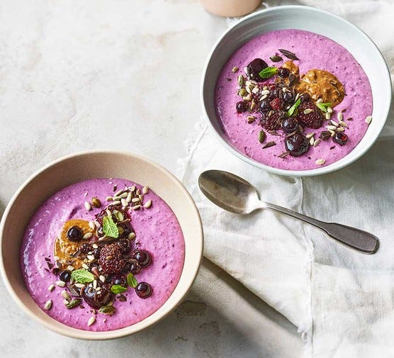 Two bowls of black forest breakfast Two bowls of black forest breakfast