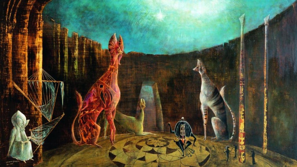 'Are you Really Syrious', 1953, oil on panel, 53.5 x 91.5 cm