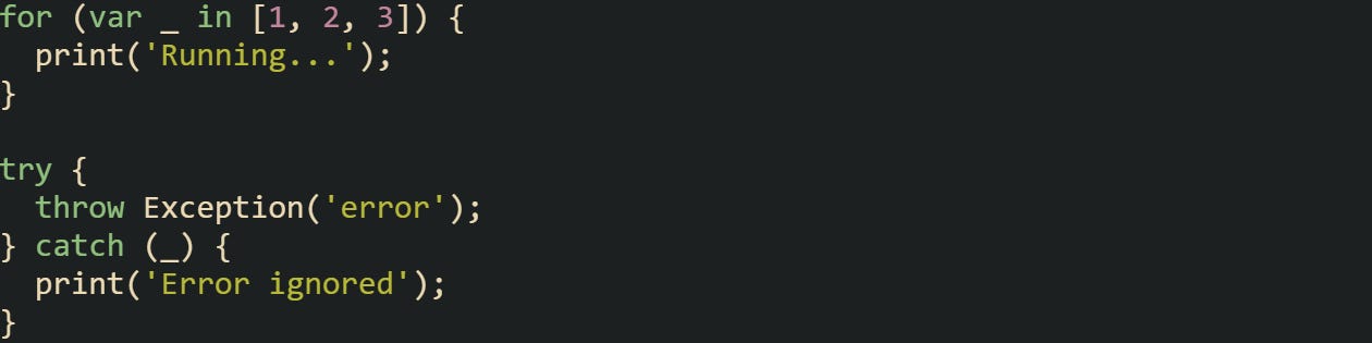 Wildcard Variables in Dart Patterns