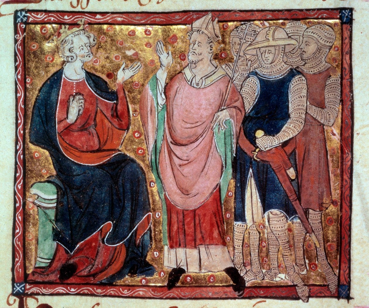 King Henry II of England receiving a bishop and soldiers by Unknown artist