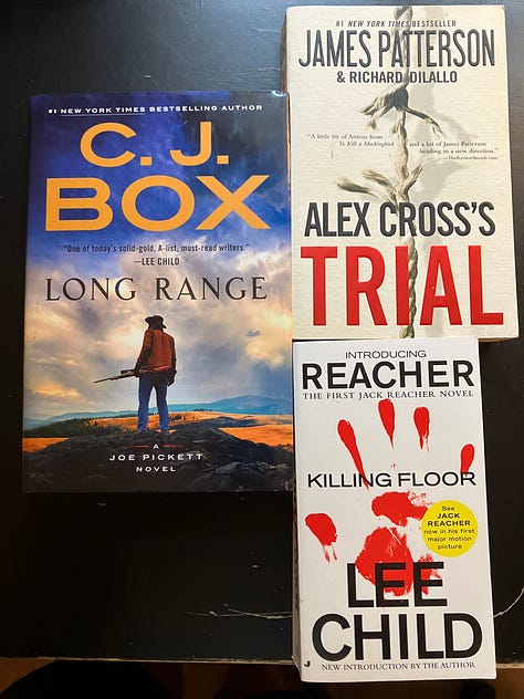 Kacey at the library, mysteries and thrillers, grilling and sports history