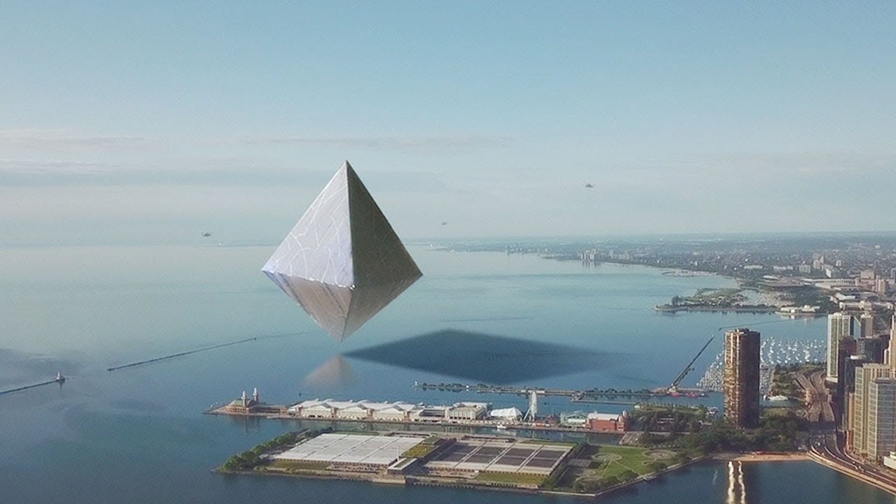 Octahedral UFO over LAKE MICHIGAN CHICAGO - USA (CGI) - YouTube