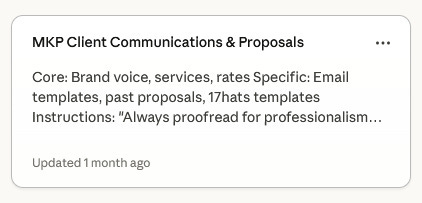 Screen shot of a communication project in Claude