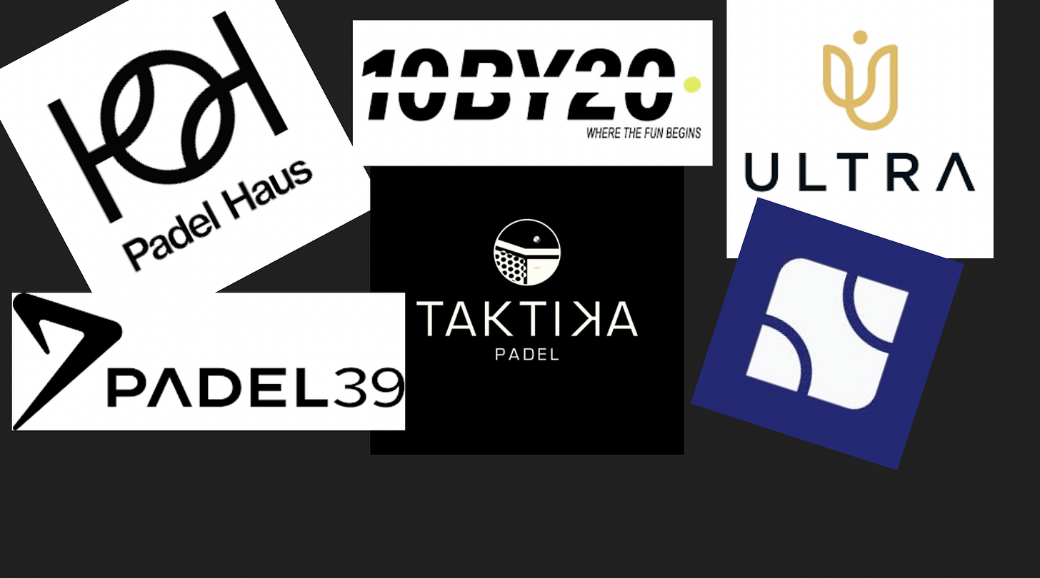 Logos of some of the biggest U.S. padel clubs