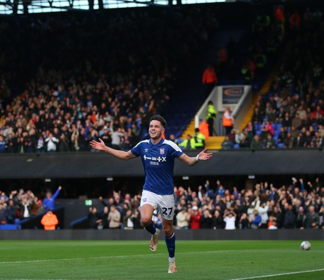 George Hirst celebrates scoring against Plymouth Argyle yesterday
