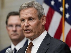 Gov. Bill Lee speaks during a news conference at the end of the 2024 legislative session, Thursday, April 25, 2024, in Nashville, Tenn.