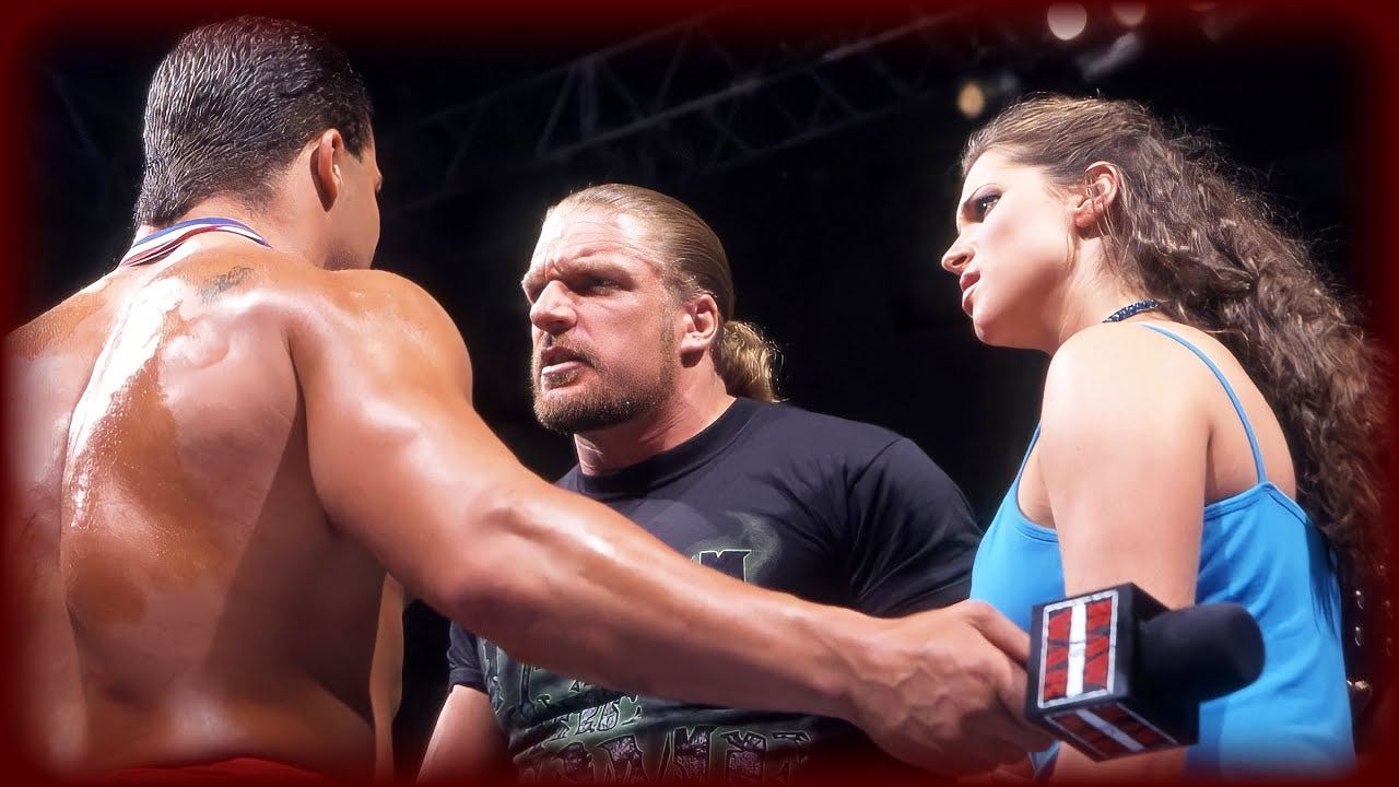 Why Kurt Angle felt the Stephanie love triangle story with Triple H hurt  his WWF Title win, image size:1280x720