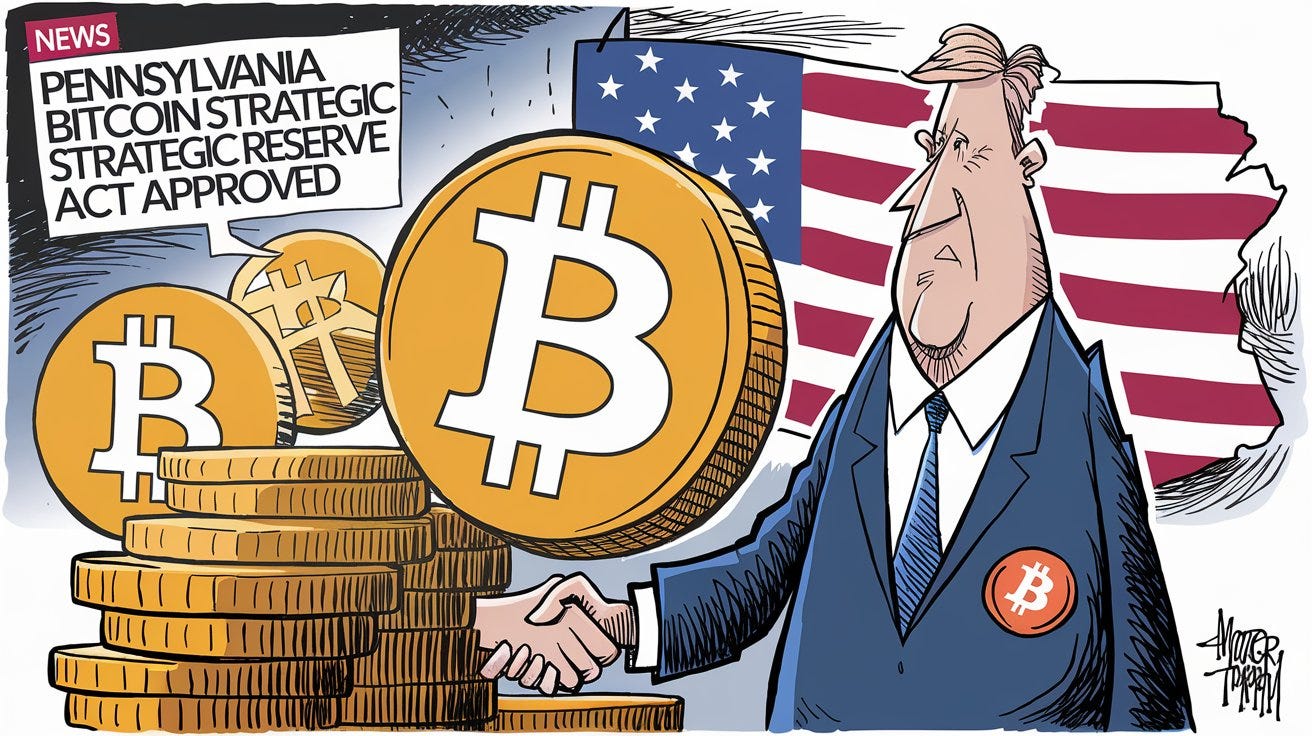 Intellectia.AI on X: "Impact once the #Pennsylvania #Bitcoin Strategic  Reserve Act was approved: State Financial Strategy: By allocating up to 10%  of its $7 billion state funds into Bitcoin, Pennsylvania would diversify