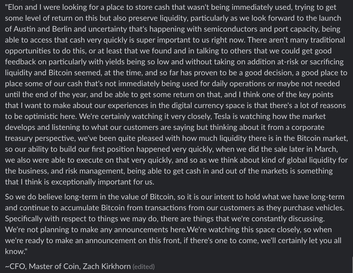 Tesla, Bitcoin, and Cash Equivalents - by Anthony Pompliano