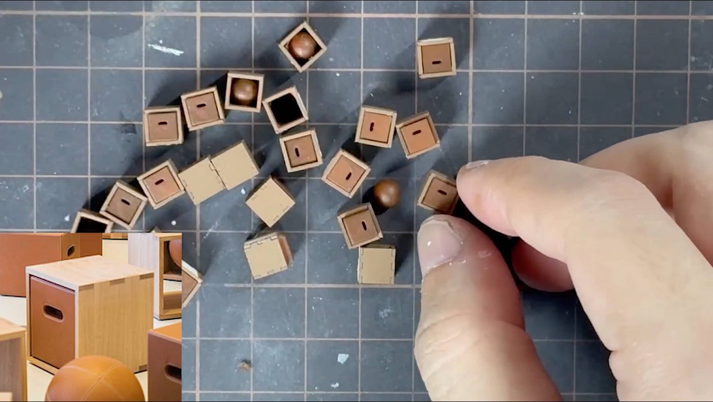 Tiny Forum seats are created for the Apple Garosugil diorama.