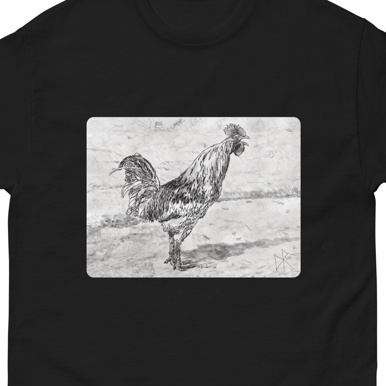 A young cock (or rooster if you prefer), standing in his yard. He is crowing loudly. Sketch art by Don Rice. A young cock (or rooster if you prefer), standing in his yard. He is crowing loudly. Sketch art by Don Rice.