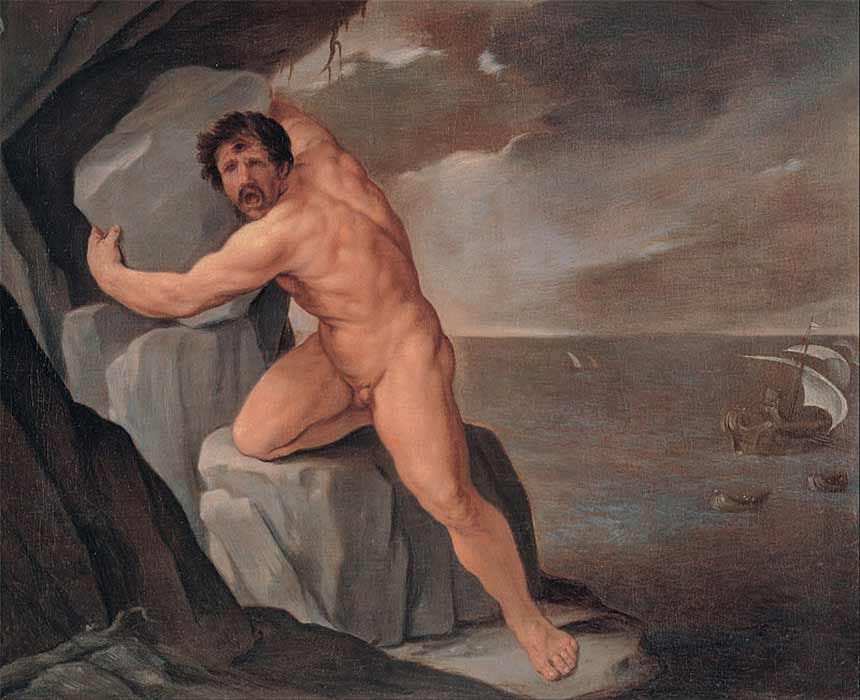 The episode involving Odysseus's confrontation with Polyphemus in the Odyssey, shown in this 17th-century painting by Guido Reni, bears similarities to Gilgamesh and Enkidu's battle with Humbaba in the Epic of Gilgamesh (Public Domain)