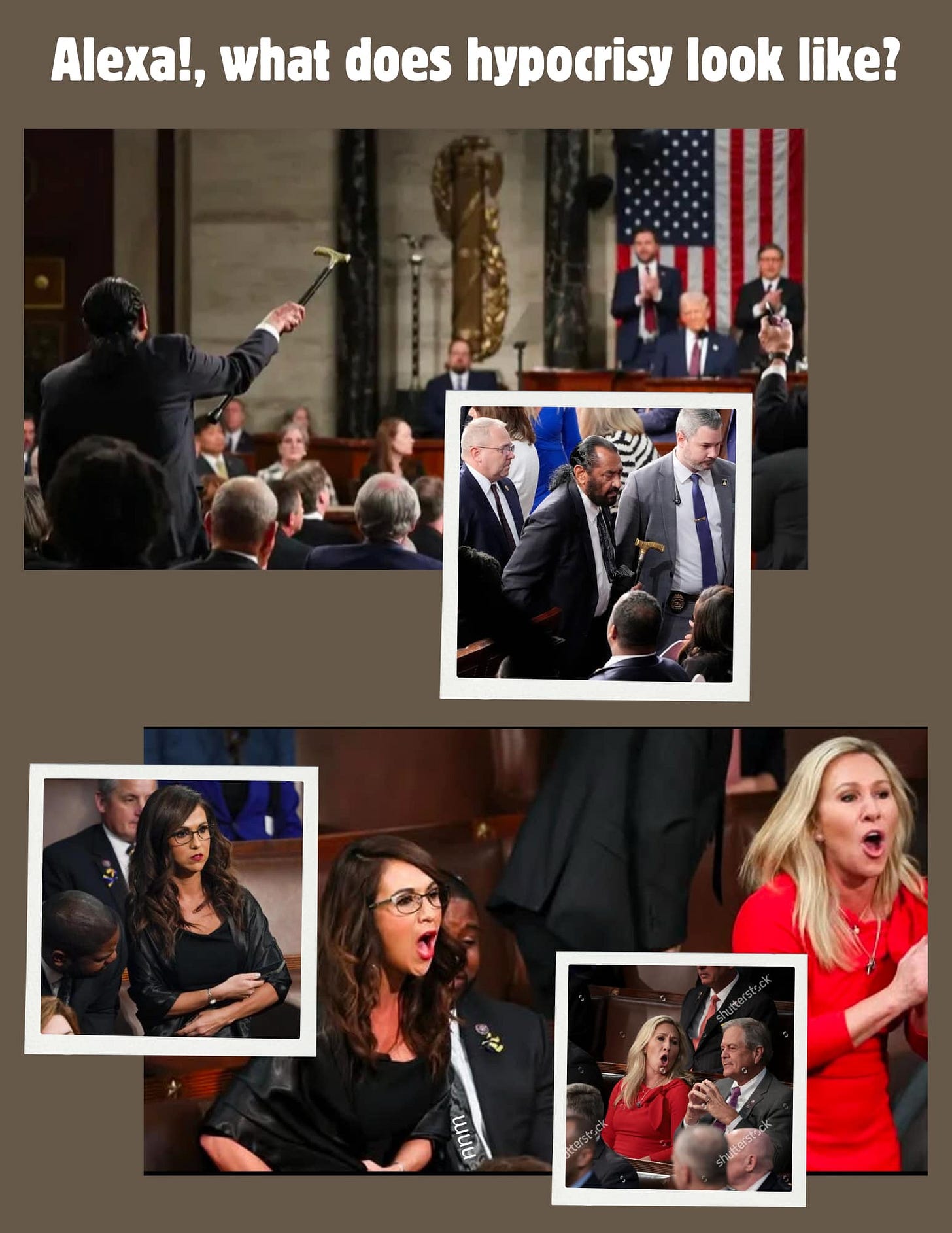 May be an image of 15 people, the Oval Office and text that says 'Alexa!, what does hypocrisy look like? Knm い'