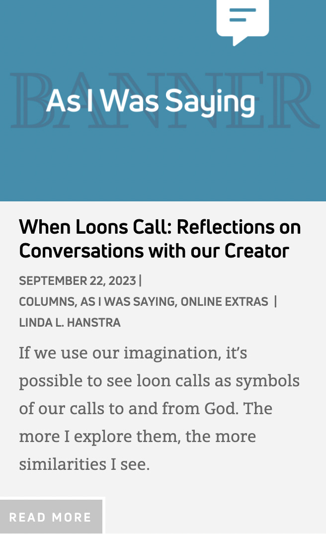 Go to article "When Loons Call" at the Banner.org.