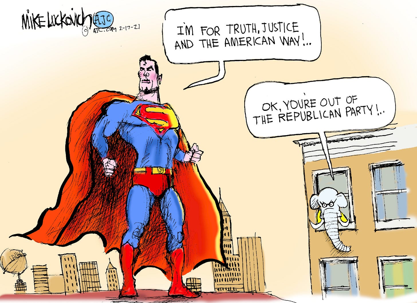 Political Cartoon U.S. gop trump superman Political Cartoon U.S. gop trump superman