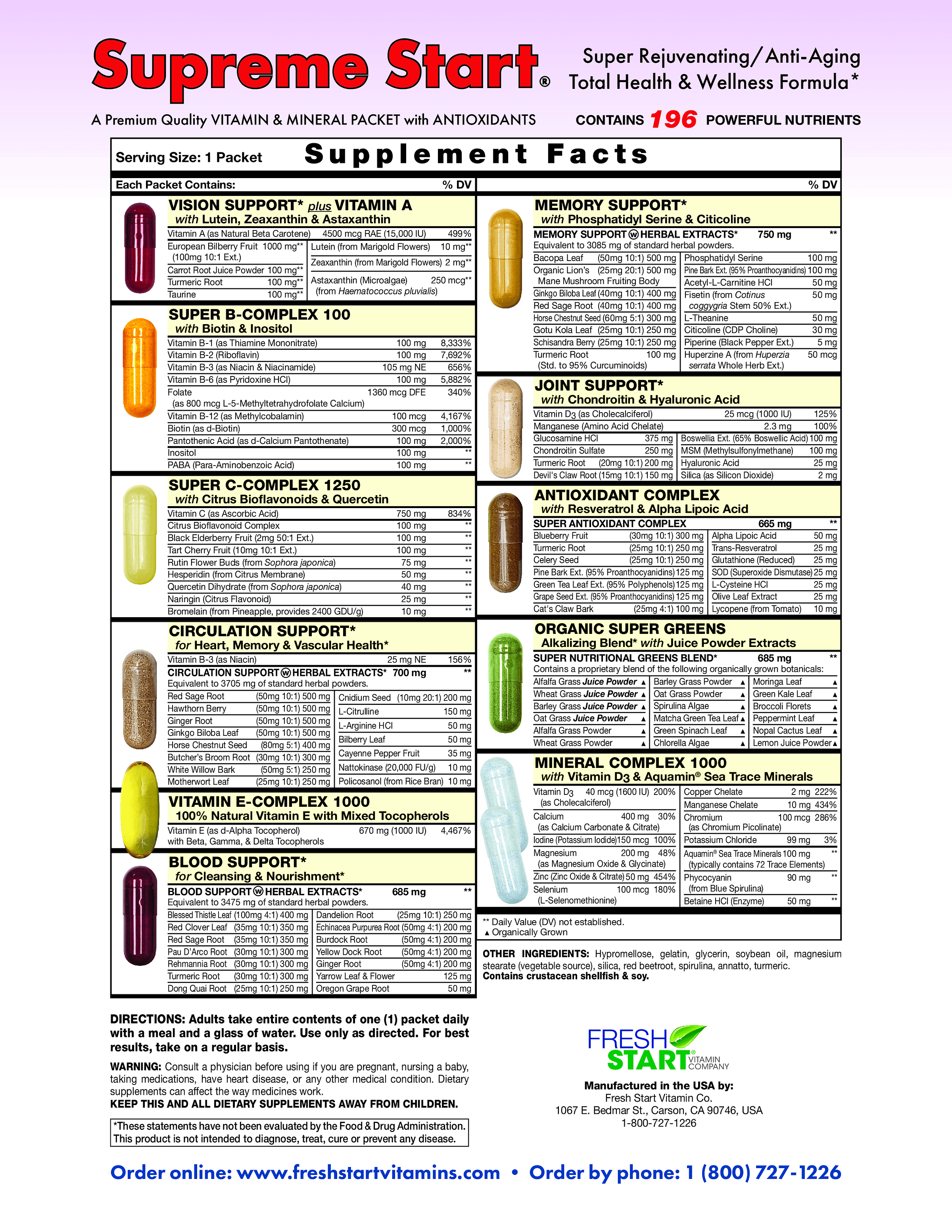Supreme Start vitamins and minerals.