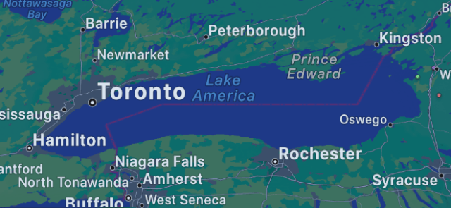 Apple Maps now displays "Lake America" Apple Maps now displays "Lake America"