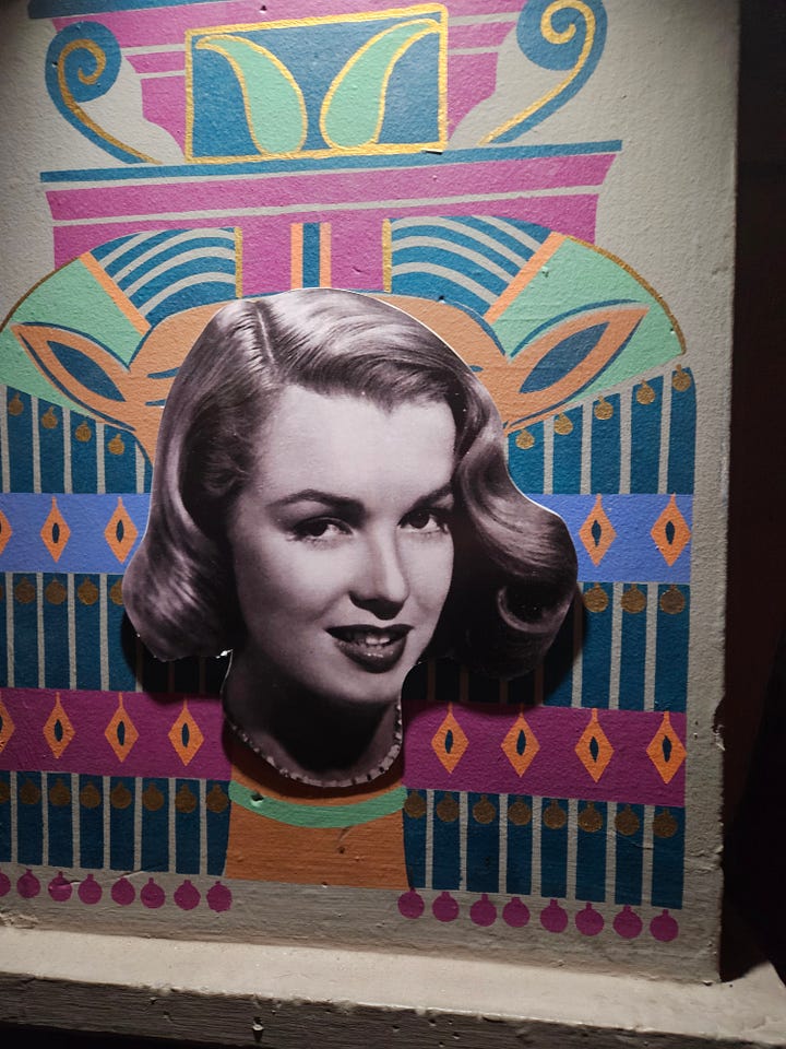 Clockwise from upper left: Glenn Ford in HUMAN DESIRE; Jeanne Moreau in ELEVATOR TO THE GALLOWS, Ninón Sevilla in VICTIMS OF SIN; Marilyn Monroe in THE ASPHALT JUNGLE.