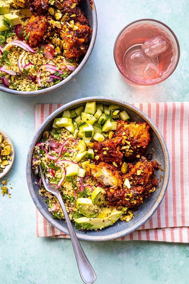 Harissa Honey Chicken Bowl | DonalSkehan.com