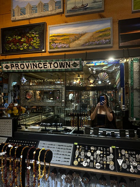 left: cute houses in Ptown; middle: Clove & Creek - my favorite home shop in Ptown; right: a jewelry store in P-town