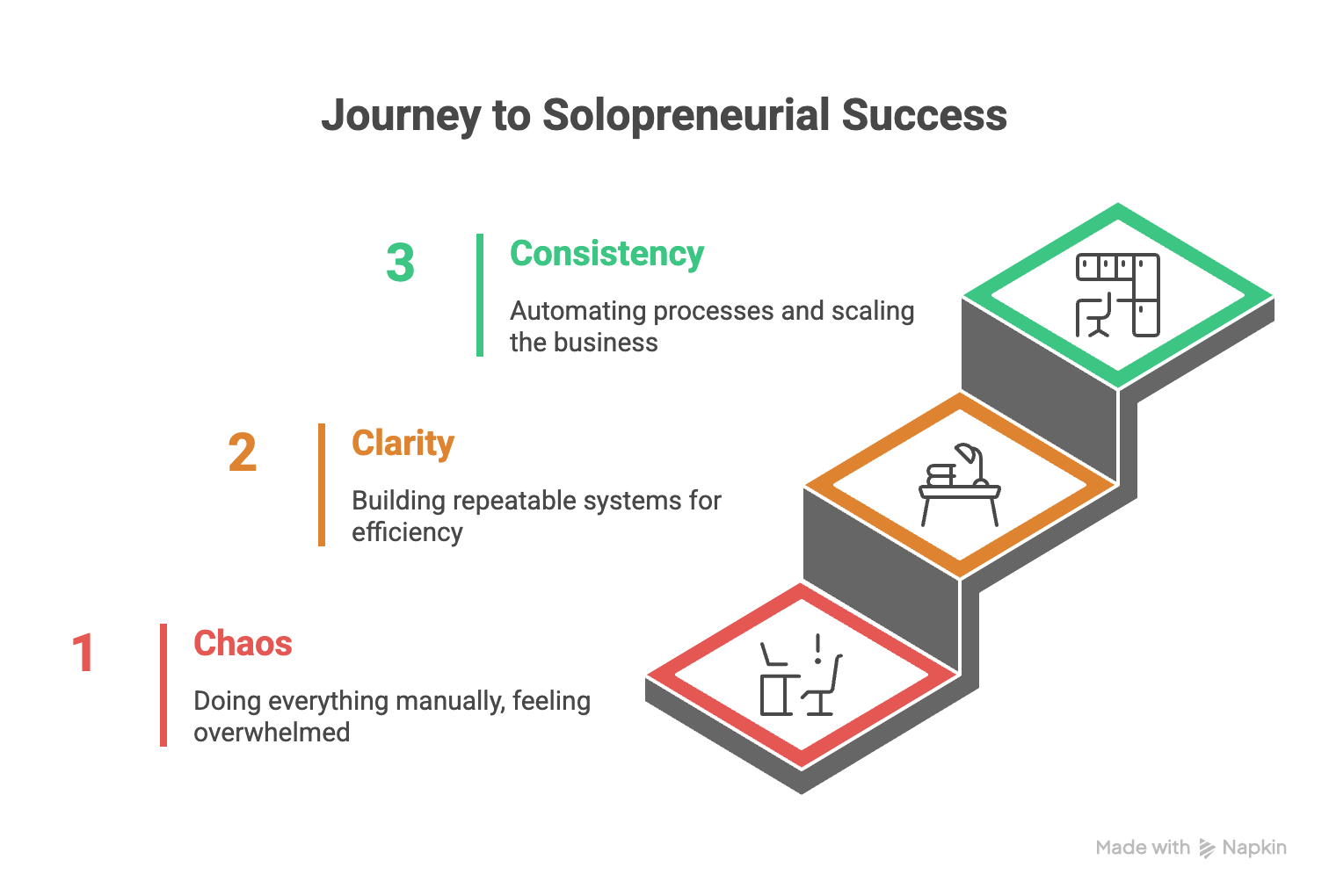 The 3 Stages of Solopreneur Growth: A Roadmap from Overwhelm to Automation