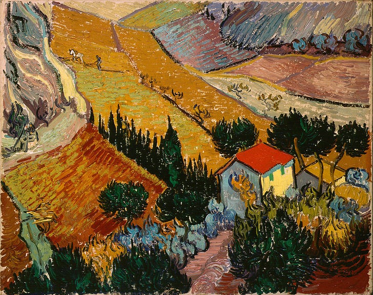Landscape with House and Ploughman, by Vincent van Gogh (1889)