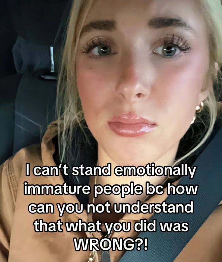 This may contain: a woman sitting in a car with the caption i can't stand emotionally immatture people bc This may contain: a woman sitting in a car with the caption i can't stand emotionally immatture people bc