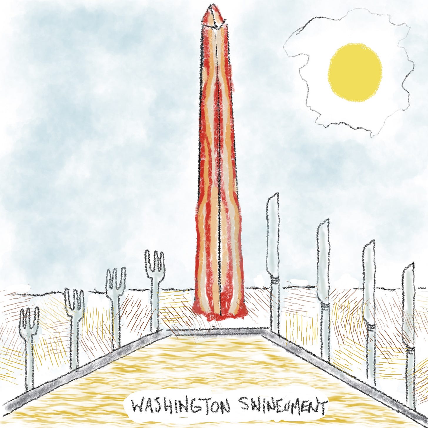 The Washington Monument made from bacon